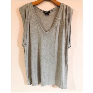 Trouve Grey Cap Sleeve Blouse Sz XL